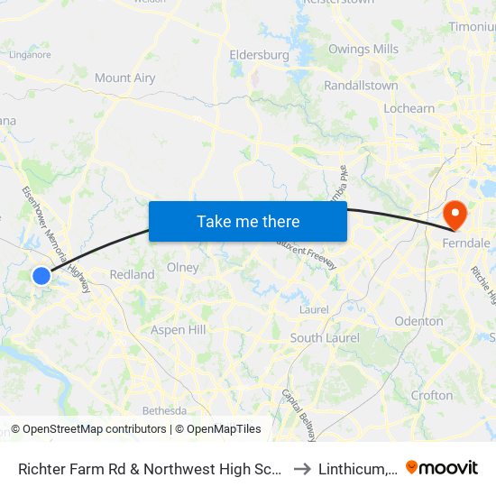 Richter Farm Rd & Northwest High School Enter to Linthicum, MD map