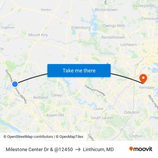 Milestone Center Dr & @12450 to Linthicum, MD map