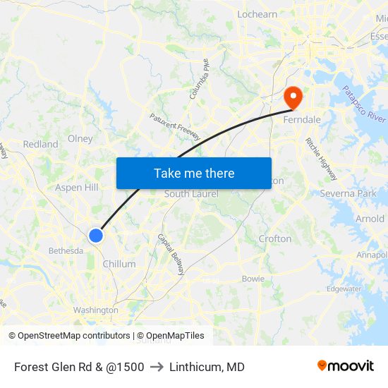 Forest Glen Rd & @1500 to Linthicum, MD map