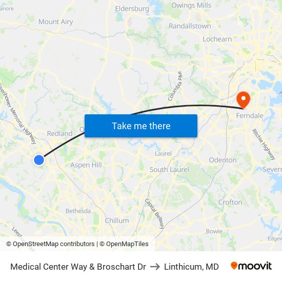 Medical Center Way & Broschart Dr to Linthicum, MD map