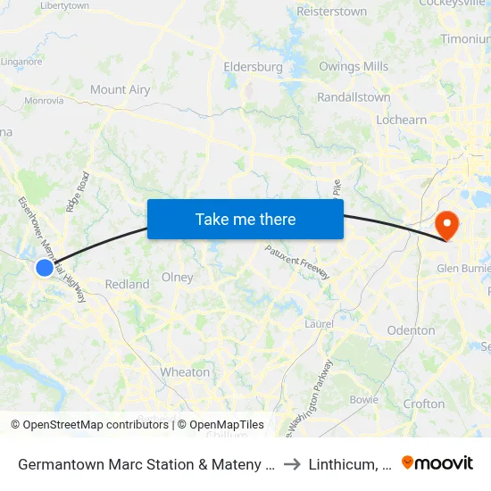 Germantown Marc Station & Mateny Hill Rd to Linthicum, MD map