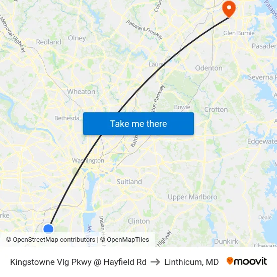 Kingstowne Vlg Pkwy @ Hayfield Rd to Linthicum, MD map