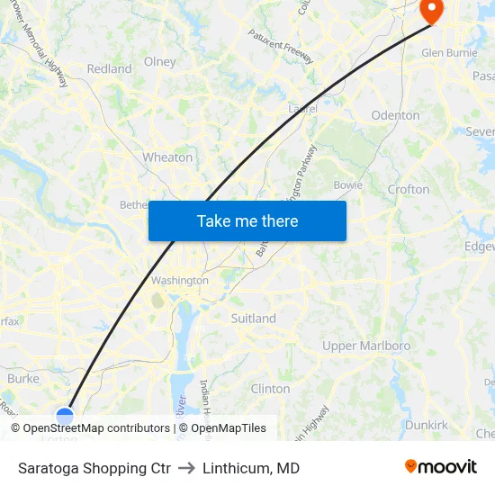 Saratoga Shopping Ctr to Linthicum, MD map