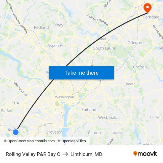 Rolling Valley P&R Bay C to Linthicum, MD map