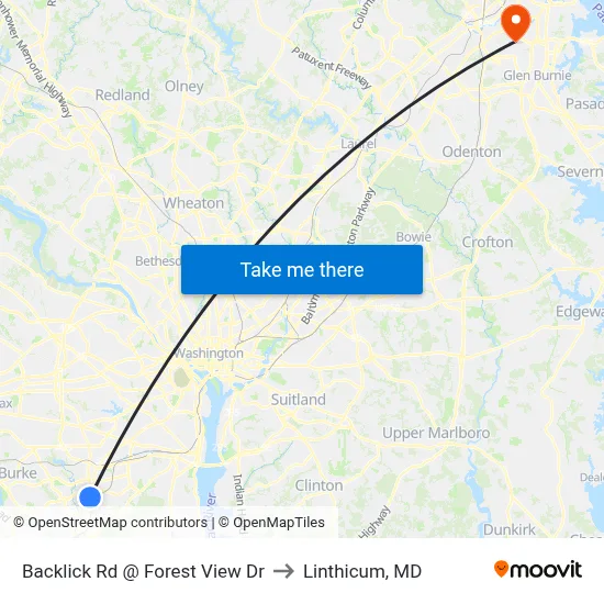 Backlick Rd @ Forest View Dr to Linthicum, MD map
