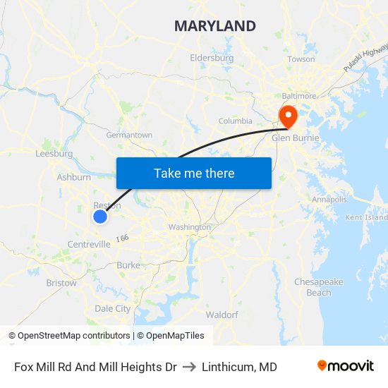 Fox Mill Rd And Mill Heights Dr to Linthicum, MD map