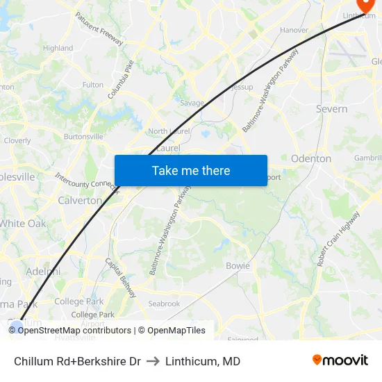 Chillum Rd+Berkshire Dr to Linthicum, MD map