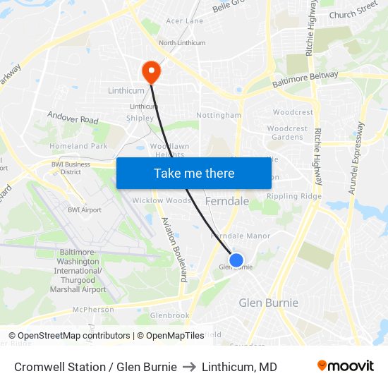 Cromwell Station / Glen Burnie to Linthicum, MD map