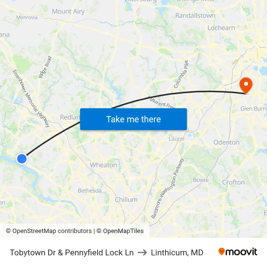 Tobytown Dr & Pennyfield Lock Ln to Linthicum, MD map