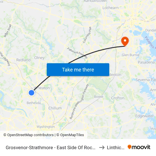 Grosvenor-Strathmore - East Side Of Rockville Pike Near Tuckerman Ln. to Linthicum, MD map