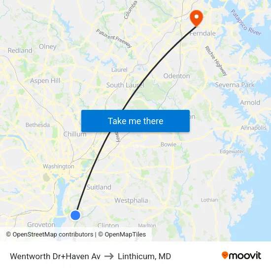 Wentworth Dr+Haven Av to Linthicum, MD map