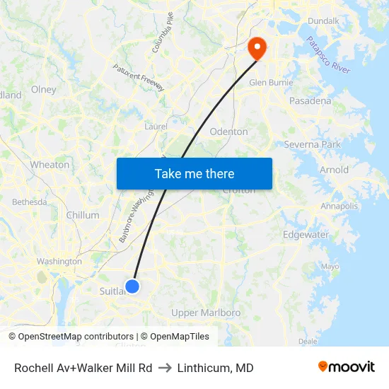 Rochell Av+Walker Mill Rd to Linthicum, MD map