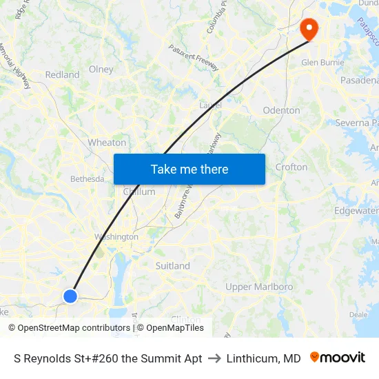S Reynolds St+#260 the Summit Apt to Linthicum, MD map