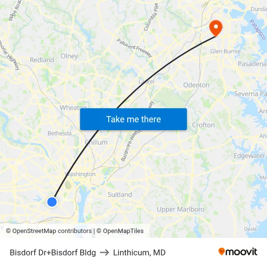 Bisdorf Dr+Bisdorf Bldg to Linthicum, MD map