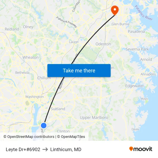Leyte Dr+#6902 to Linthicum, MD map