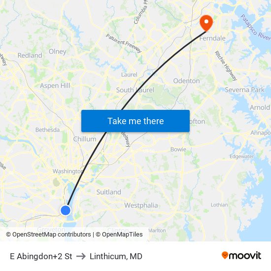 E Abingdon+2 St to Linthicum, MD map