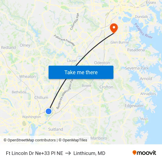 Ft Lincoln Dr Ne+33 Pl NE to Linthicum, MD map