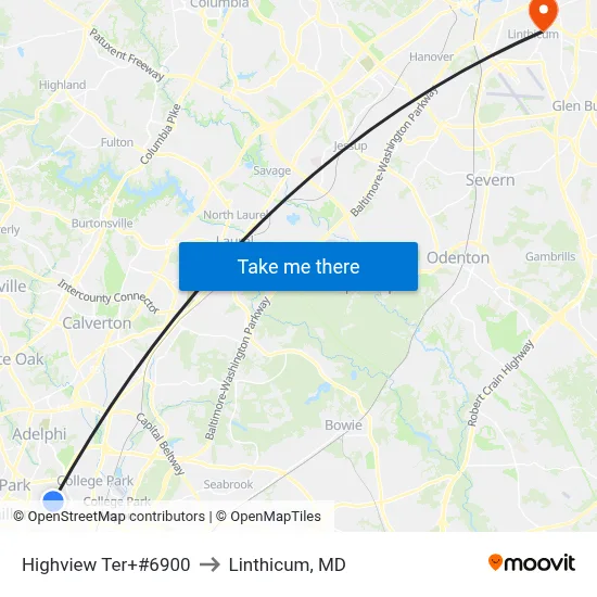 Highview Ter+#6900 to Linthicum, MD map