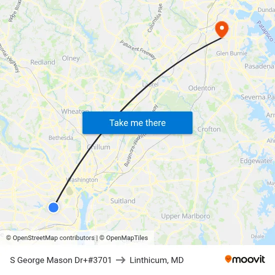 S George Mason Dr+#3701 to Linthicum, MD map