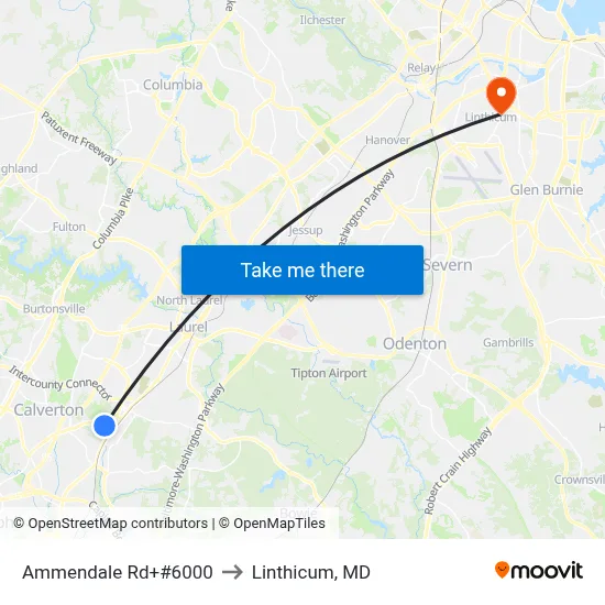 Ammendale Rd+#6000 to Linthicum, MD map