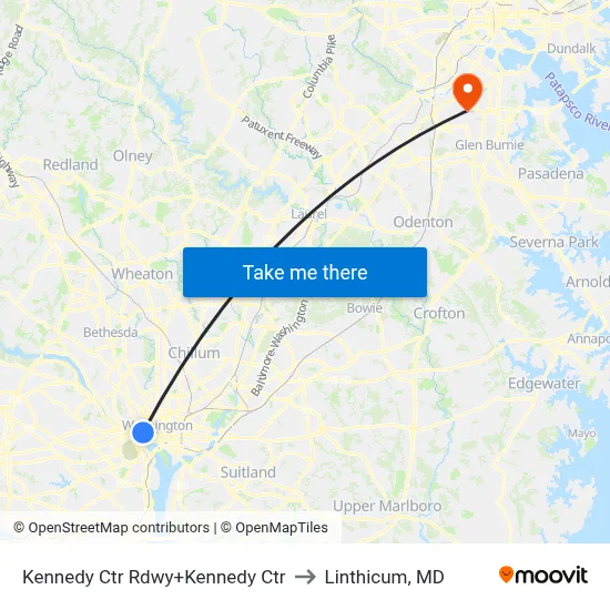 Kennedy Ctr Rdwy+Kennedy Ctr to Linthicum, MD map