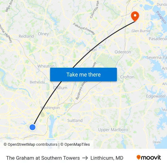 The Graham at Southern Towers to Linthicum, MD map