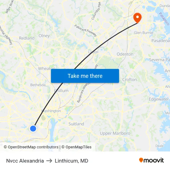 Nvcc Alexandria to Linthicum, MD map