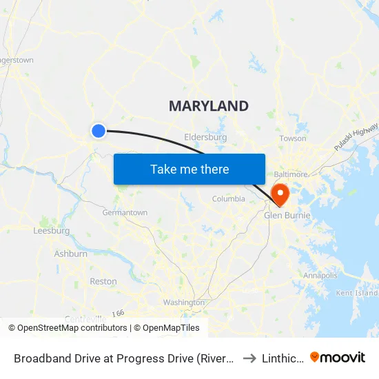 Broadband Drive at Progress Drive (Riverside Corporate Park/Wells Fargo) to Linthicum, MD map