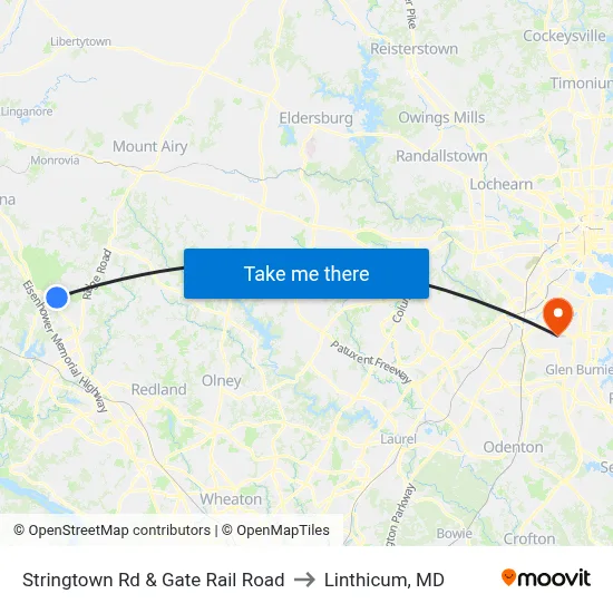 Stringtown Rd & Gate Rail Road to Linthicum, MD map