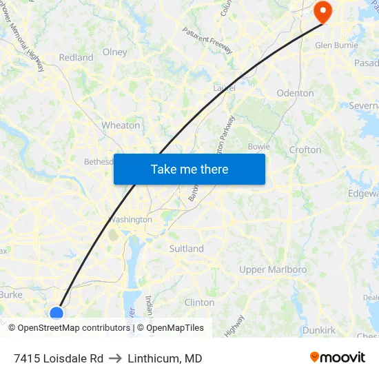 7415 Loisdale Rd to Linthicum, MD map