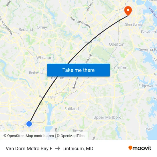Van Dorn Metro Bay F to Linthicum, MD map