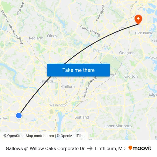 Gallows @ Willow Oaks Corporate Dr to Linthicum, MD map