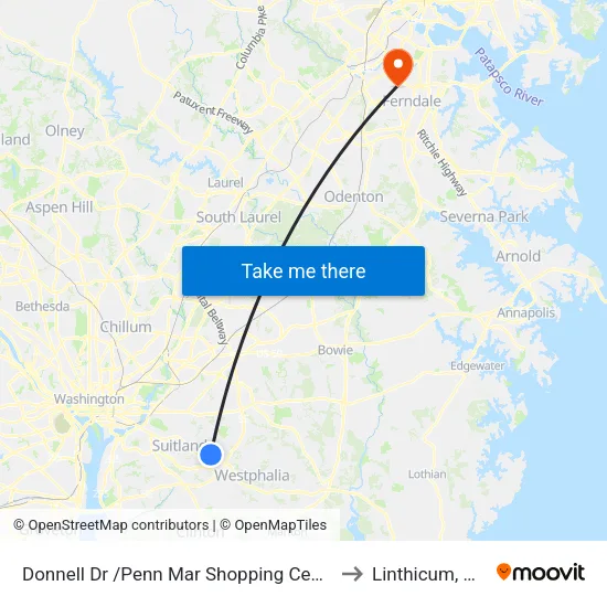 Donnell Dr /Penn Mar Shopping Center to Linthicum, MD map