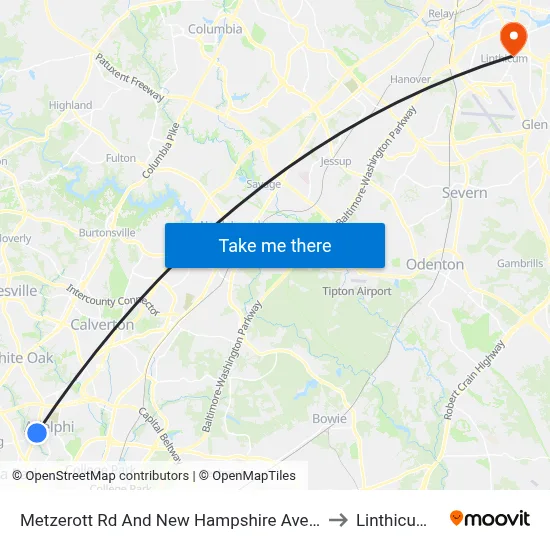 Metzerott Rd And New Hampshire Ave (Outbound) to Linthicum, MD map