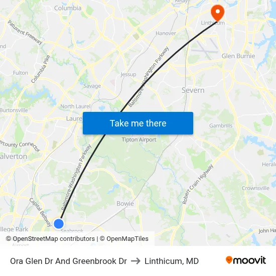Ora Glen Dr And Greenbrook Dr to Linthicum, MD map