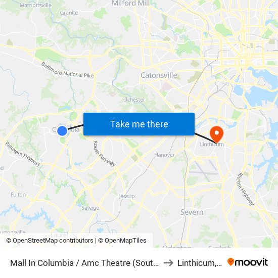 Mall In Columbia / Amc Theatre (Southbound) to Linthicum, MD map