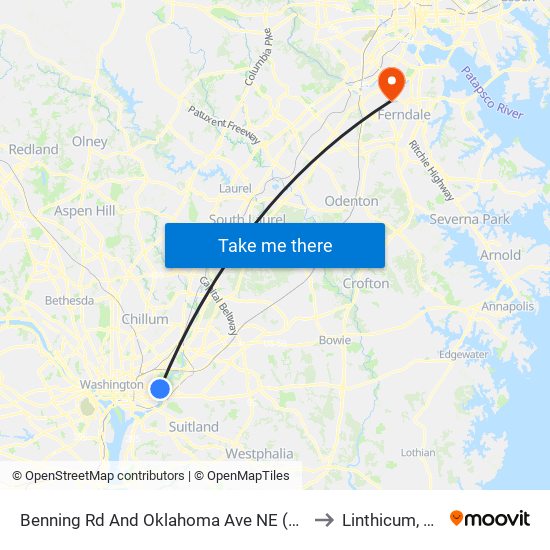 Benning Rd And Oklahoma Ave NE (Tk 2) to Linthicum, MD map