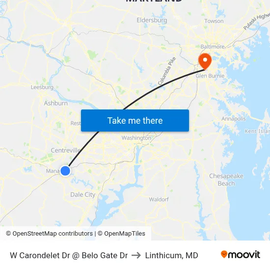 W Carondelet Dr @ Belo Gate Dr to Linthicum, MD map