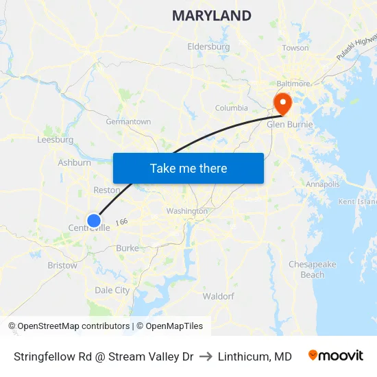 Stringfellow Rd @ Stream Valley Dr to Linthicum, MD map