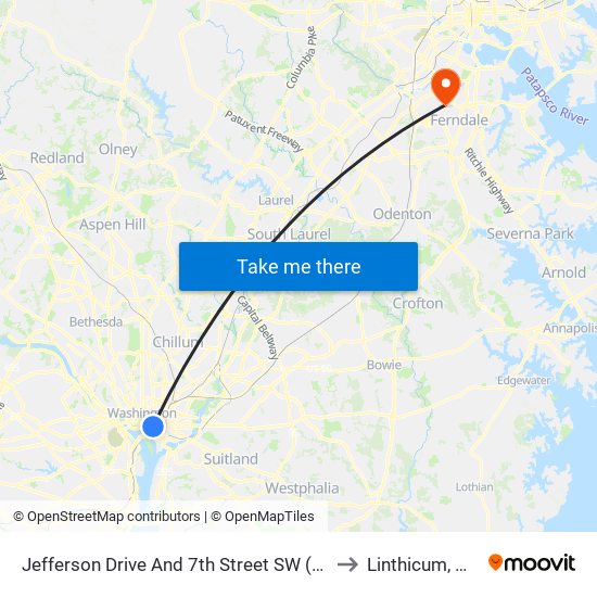 Jefferson Drive And 7th Street SW (Eb) to Linthicum, MD map