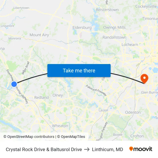 Crystal Rock Drive & Baltusrol Drive to Linthicum, MD map