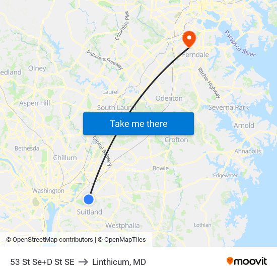 53 St Se+D St SE to Linthicum, MD map