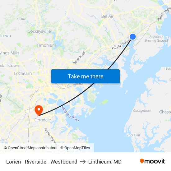 Lorien - Riverside - Westbound to Linthicum, MD map