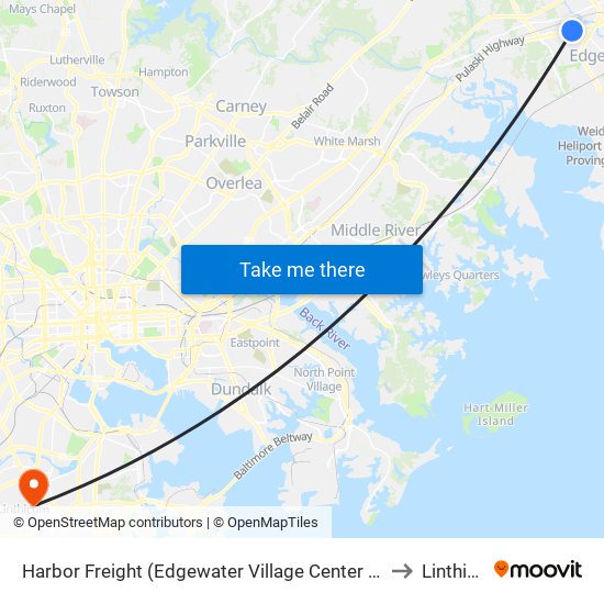 Harbor Freight (Edgewater Village Center / 1807 Pulaski Hwy / Stop Is on Us 40) to Linthicum, MD map