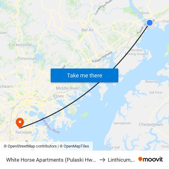 White Horse Apartments  (Pulaski Hwy/Us 40) to Linthicum, MD map