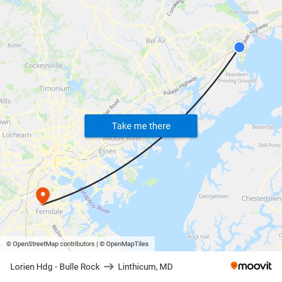 Lorien Hdg - Bulle Rock to Linthicum, MD map