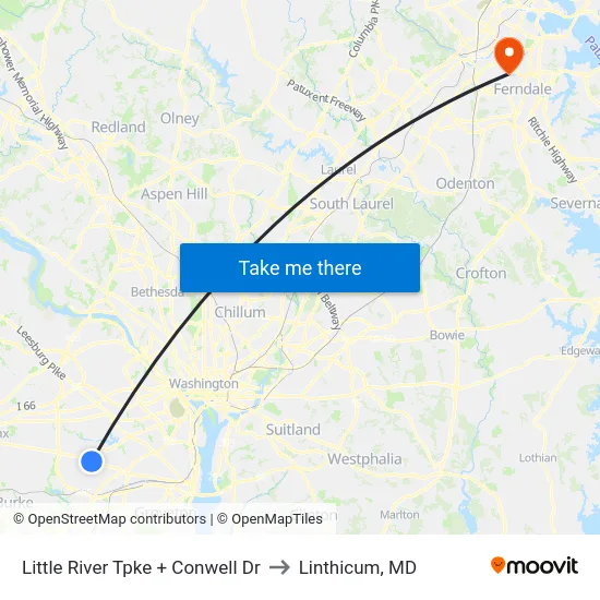 Little River Tpke + Conwell Dr to Linthicum, MD map