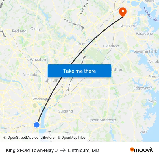 King St-Old Town+Bay J to Linthicum, MD map