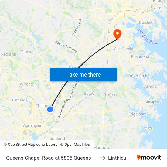 Queens Chapel Road at 5805 Queens Chapel Road to Linthicum, MD map