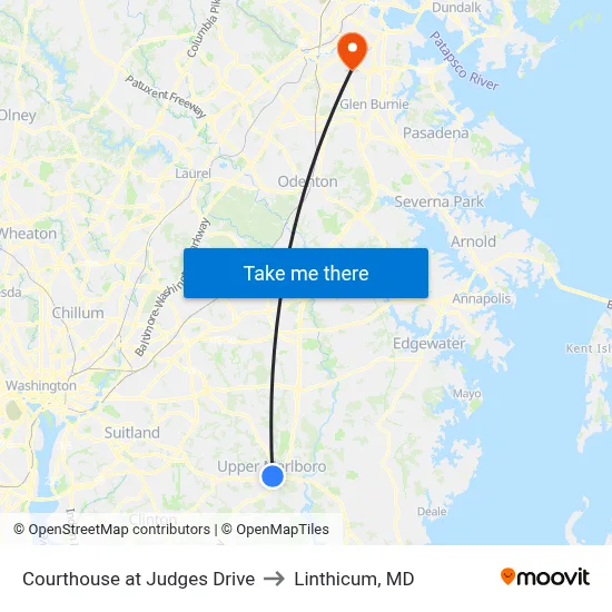Courthouse at Judges Drive to Linthicum, MD map